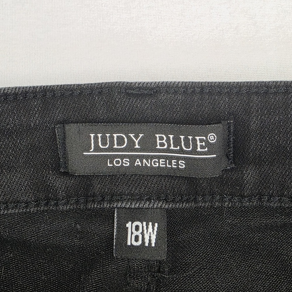 Judy Blue Jeans Womens Size 18W Flare Distressed High Rise Black Denim Pants - Picture 5 of 10